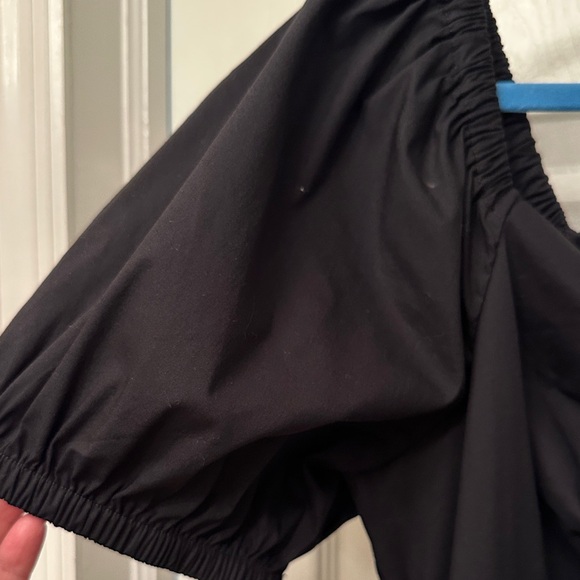 Torrid Elegant Black Poplin Puff Sleeve with Pockets Midi Dress Size 00 New - Picture 3 of 10